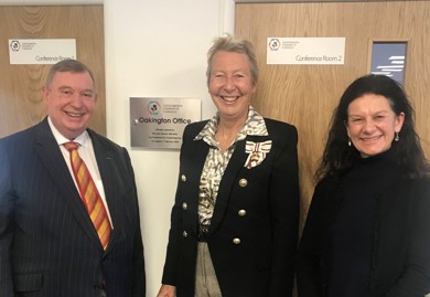 Left to right - John Bridge, Chief Executive of the Chamber of Commerce, Julie Spence, Cambridgeshire Lord Lieutenant and Cllr Bridger Smith, Leader 