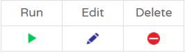 Screenshot of the run, edit and delete buttons