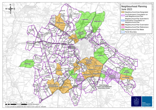 Map of the South Cambridgeshire neighbourhoods